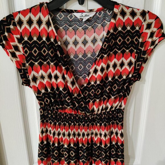 5th & Love Women's Geometric Maxi Dress Elastic Waist Size Small - Picture 3 of 5